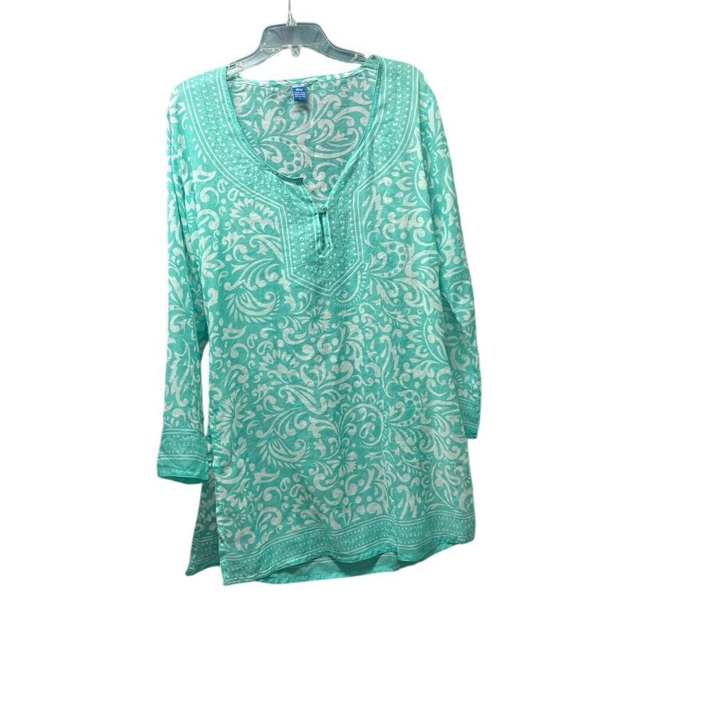 NWT Raj Swimsuit Coverup in Blue & White Paisley/Swirl Design Size Large